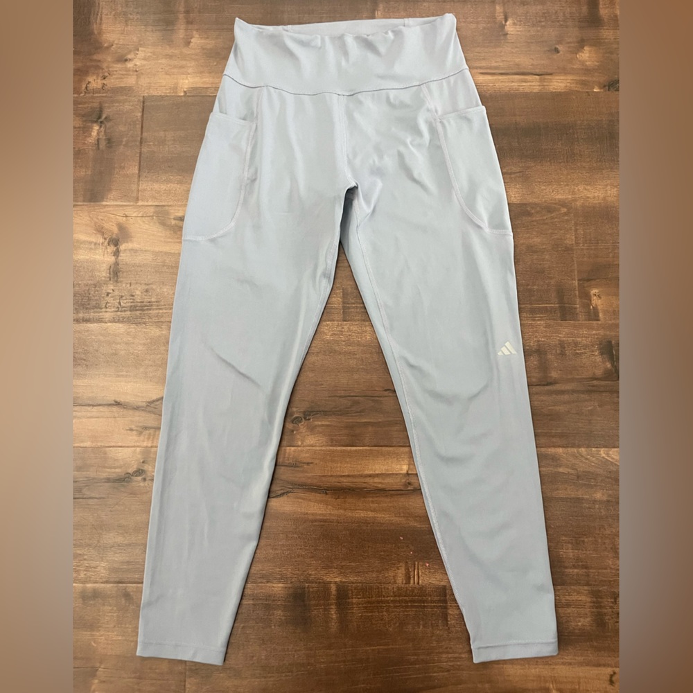 Adidas Light Gray-Blue High-Rise Leggings